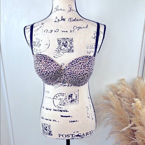 Victoria's Secret Where Everywhere Mutli-Way Push Up Leopard Print Bra 36C - Picture 1 of 10
